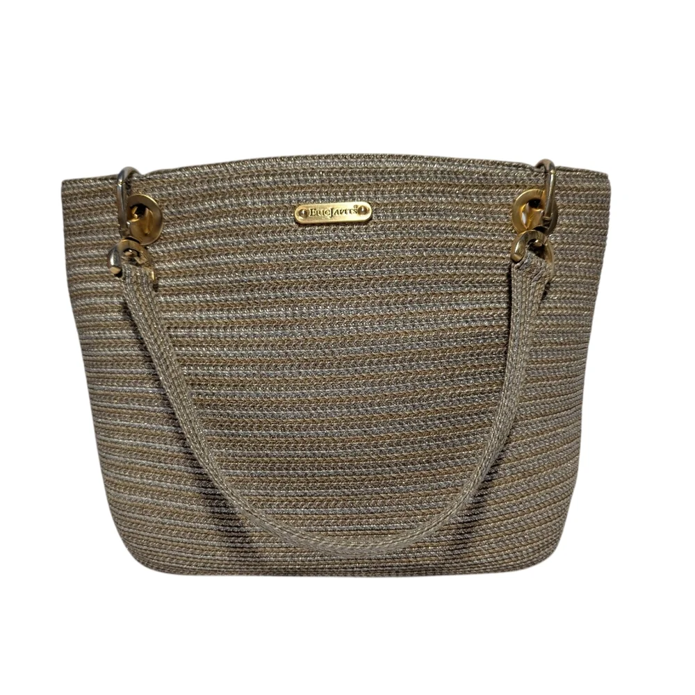 Eric Javits Metallic Silver & Straw Bag - Picture 1 of 16